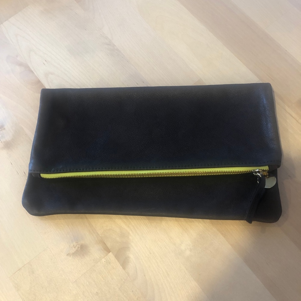 Clare V. Fold Over Brown Leather Clutch